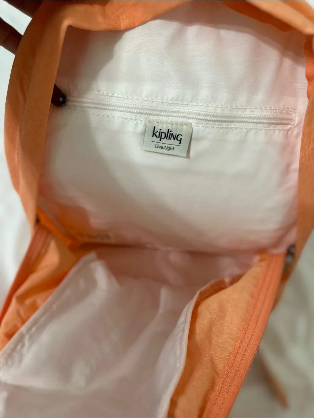 Kipling Orange Backpack Monkey Keychain Lightweight Nylon
